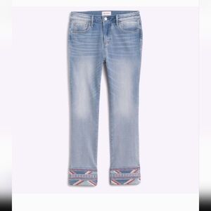 DRIFTWOOD Light Blue Ankle Jeans with Embroidered Hem